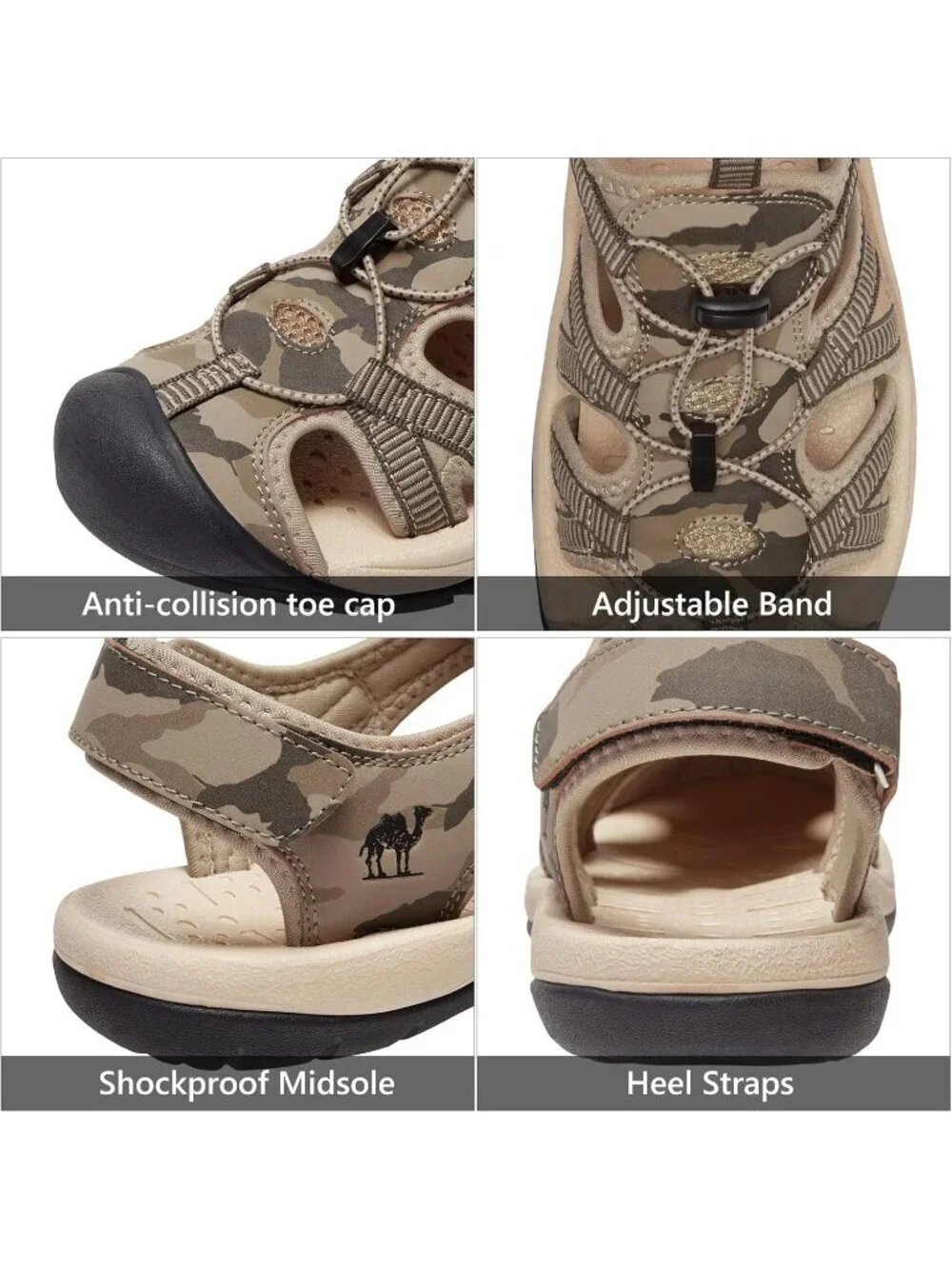 Men's Green Closed Toe Outdoor Beach Hiking Rubber Waterproof Sport Sandals
